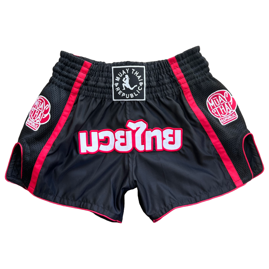 Sunflower Red Autumn Print Pattern Muay Thai Boxing Shorts main image 1
