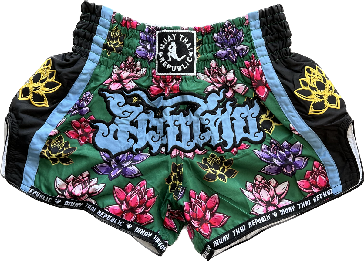 FLOWER GRIT MUAY THAI SHORTS FRINGE