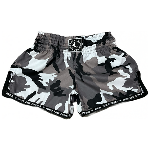SMPLCTY Muay Thai Shorts - Gray Camo