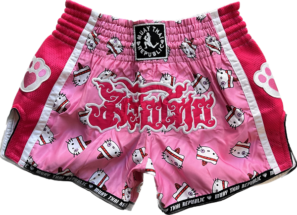 Cute Cat Mermaid Print Muay Thai Boxing Shorts