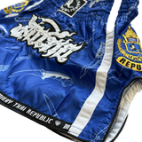 “KNIVES OUT” Muay Thai Shorts BLUE